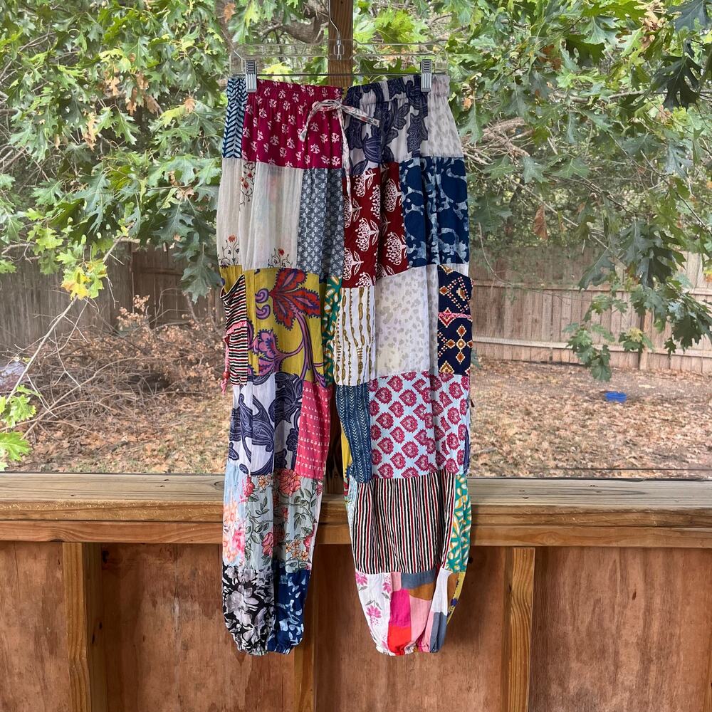 Jackpot Women's Colorful Patchwork Pull On Boho Pants Size 28"